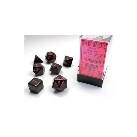 7 dés Opaque Black / Red