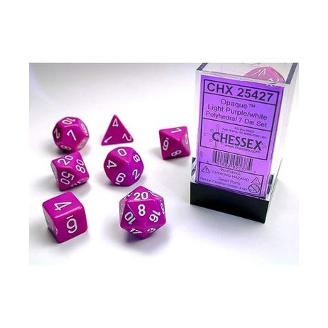7 dés Opaque Light Purple / White