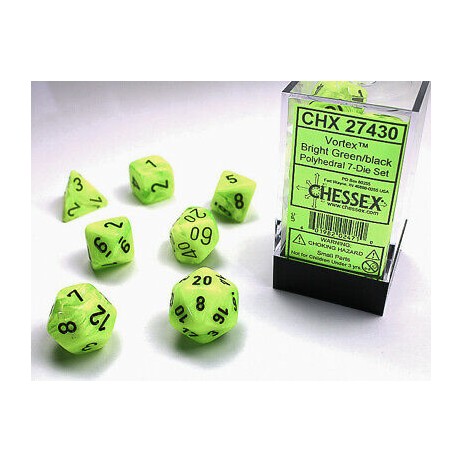 Set de 7 dés Vortex Bright Green / Black
