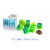 7 Lab Dice Gemini Plasma Green-Teal w/Orange Luminary