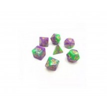 Lot de 7 dés Fusion Vert et violet