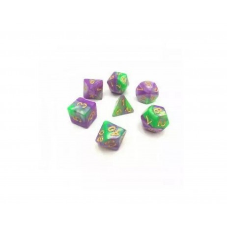 Lot de 7 dés Fusion Vert et violet