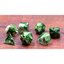 Lot de 7 dés Emerald White Jade