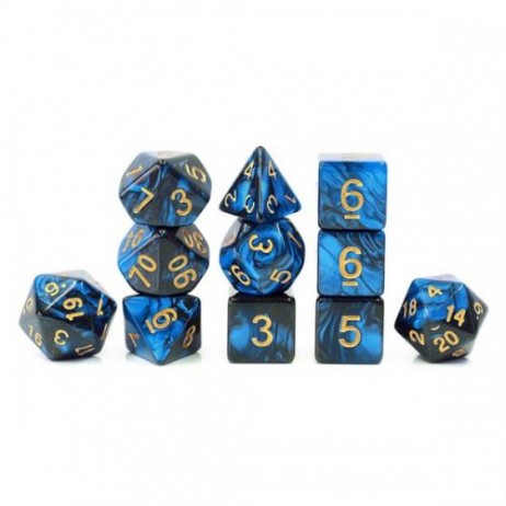 Lot de 11 dés Fusion Bleu et Noir