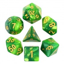 Lot de 7 dés Fusion Vert et Vert Sombre