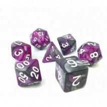 Lot de 7 Dés Fusion Violet et Argent