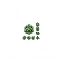 Kit de 7 dés Magic Flame Green Font