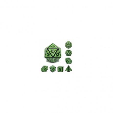 Kit de 7 dés Magic Flame Green Font