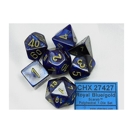 Set de 7 dés scarab royal blue/or