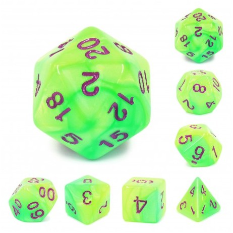 Set de 7 Dés Yellow Green Blend