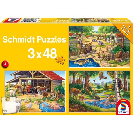 Puzzle 3x48p mes Animaux Préférés