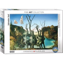 Puzzle 1000p Cygnes Reflétant des Elephants 
