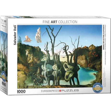 Puzzle 1000p Cygnes Reflétant des Elephants 