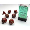 Set de 7 dés granite strawberry rouge/vert