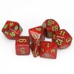 Set de 7 dés granite strawberry rouge/vert