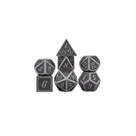 Lot de 7 Dés Métal Outlined Silver