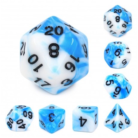 Kit de 7 Dés Blue & White Blend Color