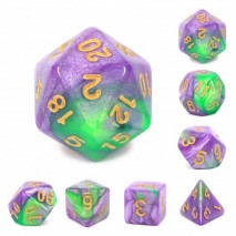 Kit de 7 Dés Purple Green Blend Color