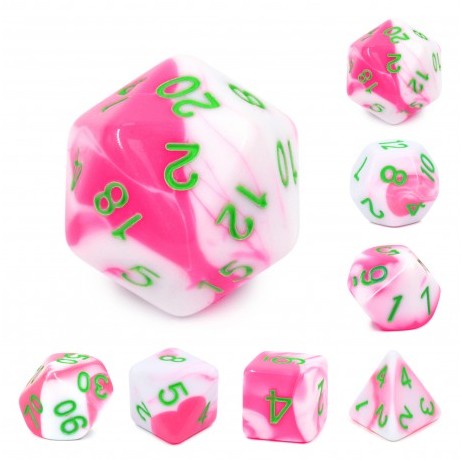 Kit de 7 Dés Pink & White Blend Color