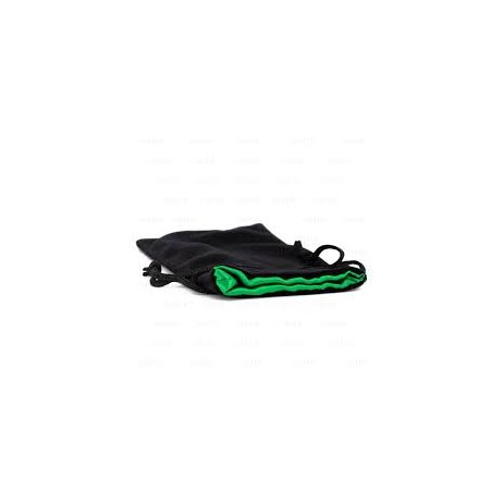 Bourse Velours Noir/Satin Vert Grande