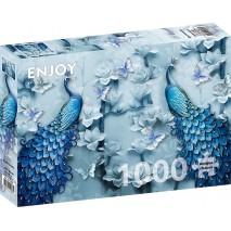 Puzzle 1000 p Blue Peacocks
