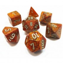 Set de 7 Dés Glitter Or/Argent