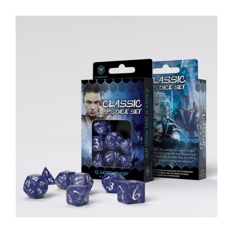 Set de Dés Classic RPG Cobalt & Blanc