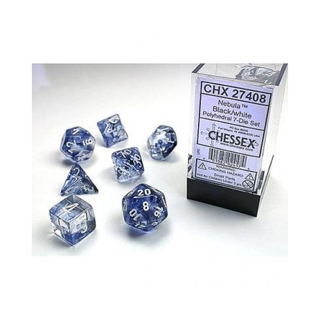 Set de 7 Dés Nebula Noir/Blanc