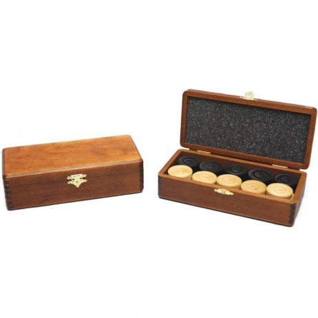 Pions de Dames 33mm en Boite Bois