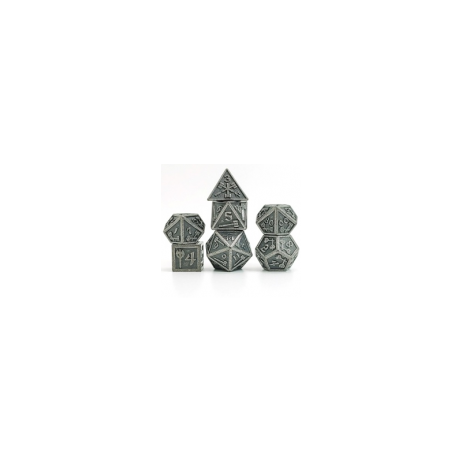 Lot de 7 Dés 16mm Hammer Silver