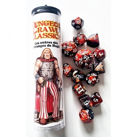 Dungeon Crawl Classics Set 14 dés Hugh v2 (noir/rouge)
