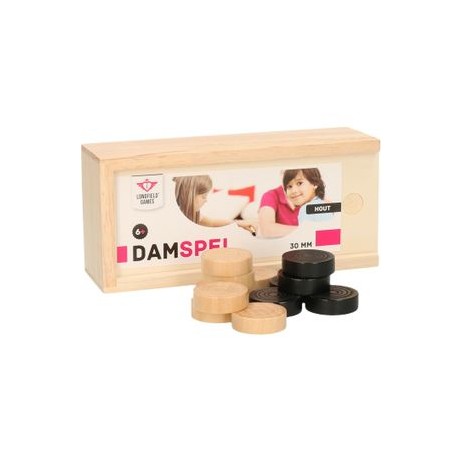 Pions de Dames en Bois 30mm en Boite Bois