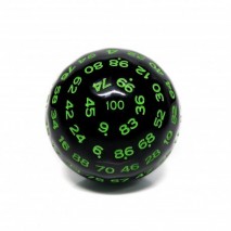 Dé 100 Faces Black / Green Opaque