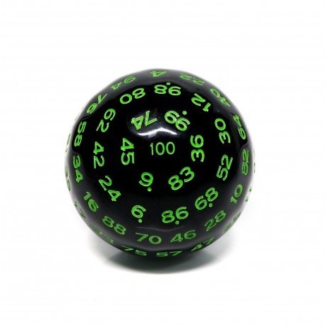 Dé 100 Faces Black / Green Opaque