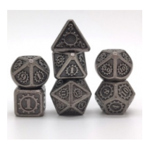 Lot de 7 Dés Metal Gear Silver