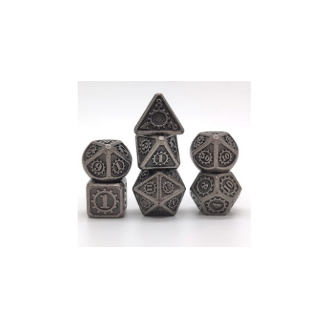 Lot de 7 Dés Metal Gear Silver