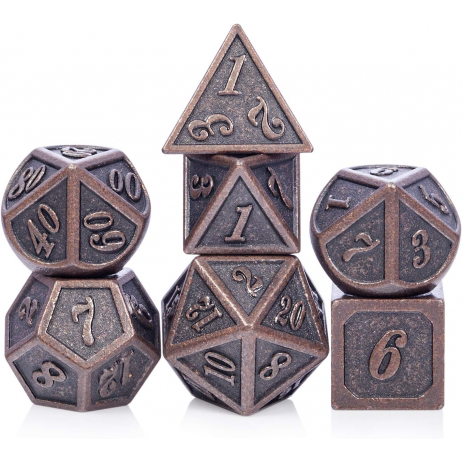 Lot de 7 Dés Métal Outlined Copper