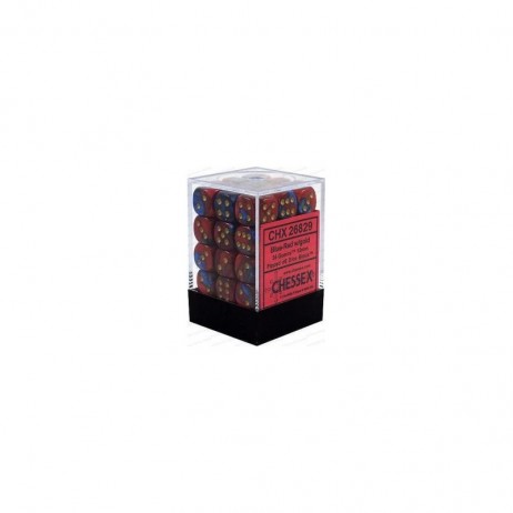 Set de 36 dés 6 Gemini Bleu Rouge et Or