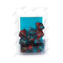 Set de 10 dés 10 Gemini Rouge Sarcelle/Or