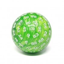 Dé 100 faces Green / White Pearl