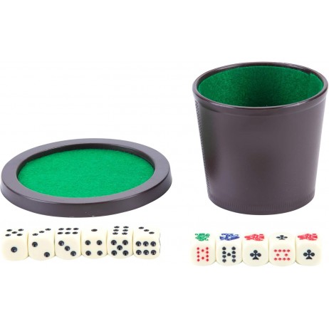 Gobelet Cuir + dés de Poker + Couvercle