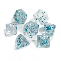 Lot de 7 Dés Miniature Bleu pailleté