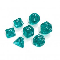 Lot de 7 Dés Miniature Turquoise Transparent
