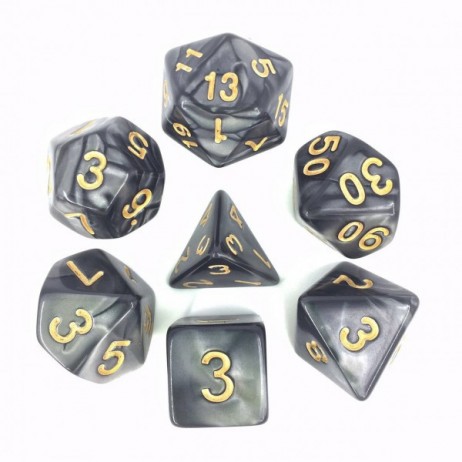 Lot de 7 Dés Noir Nacré