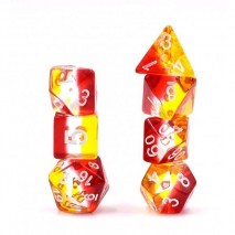 7 Dés Transparent Rouge/blanc/jaune