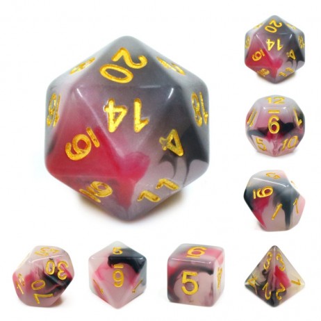 Kit de 7 Dés Rouge / noir Jade