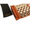 Backgammon Dames Echecs Rouleau en cuir Marron 25cm