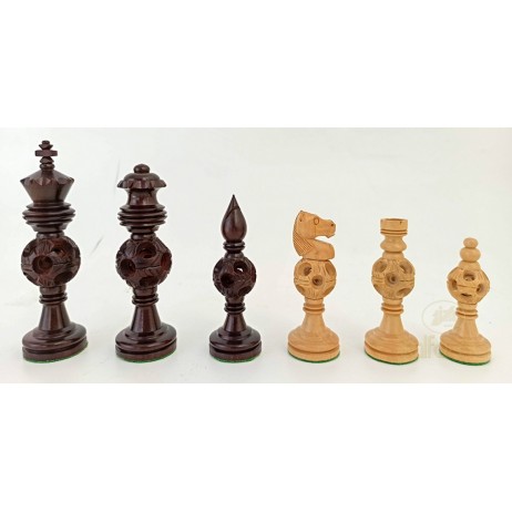 Pièces d'Echecs Oriental Bois de Rose Fait Main