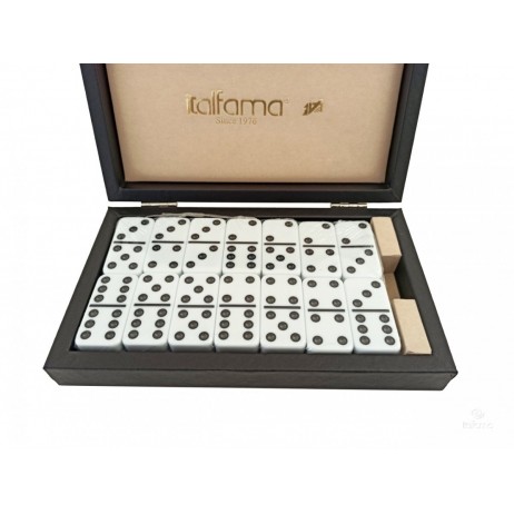 Domino Double Six Boite Noire Simili Cuir