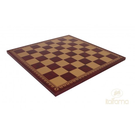 Plateau Echecs Simili Cuir Or/Rouge 45x45 cm